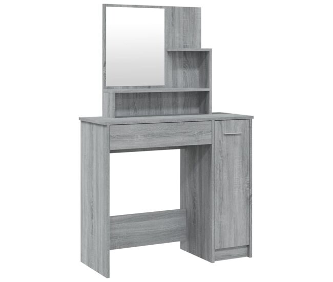 Tocador - tocador de maquillaje - mesa de tocador con espejo color gris sonoma 86,5x35x136 cm