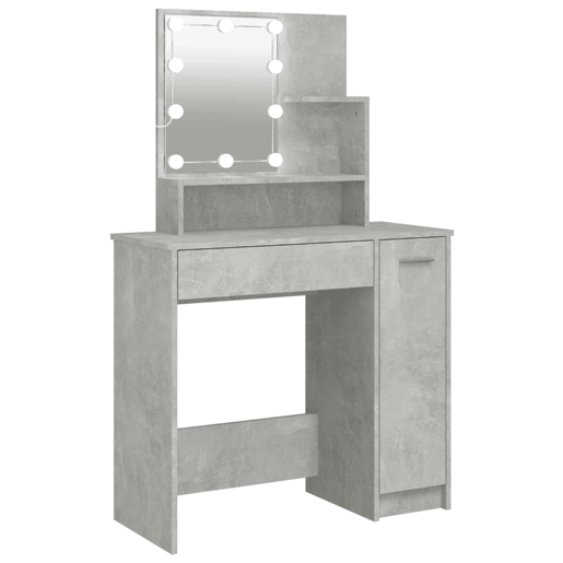 Penteadeira - Toucador com LEDs 86,5x35x136 cm cinzento cimento