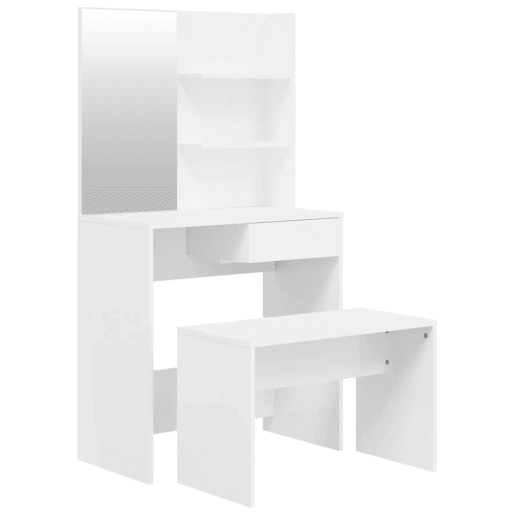 Conjunto Penteadeira - Toucador 74,5x40x141 cm branco brilhante