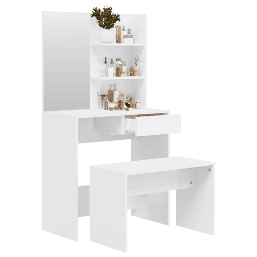 Conjunto Penteadeira - Toucador 74,5x40x141 cm branco brilhante