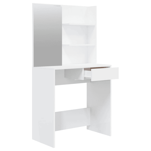 Conjunto Penteadeira - Toucador 74,5x40x141 cm branco brilhante