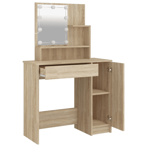 Penteadeira - Toucador com LEDs 86,5x35x136 cm carvalho sonoma