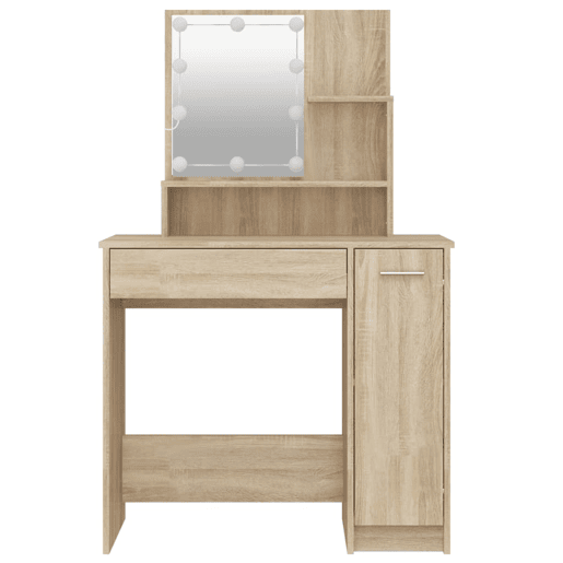 Penteadeira - Toucador com LEDs 86,5x35x136 cm carvalho sonoma