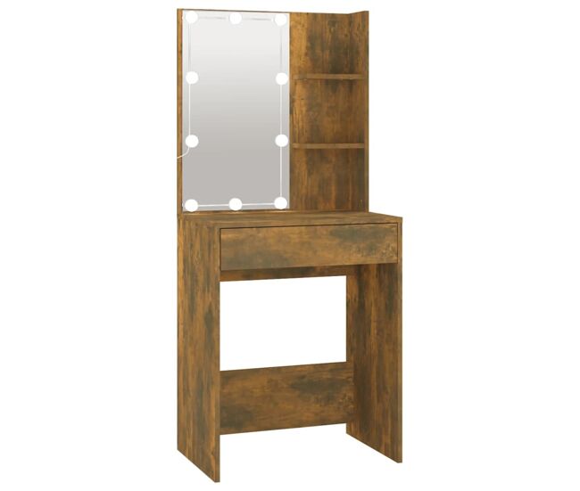 Tocador - tocador de maquillaje - mesa de tocador con led color roble ahumado 60x40x140 cm