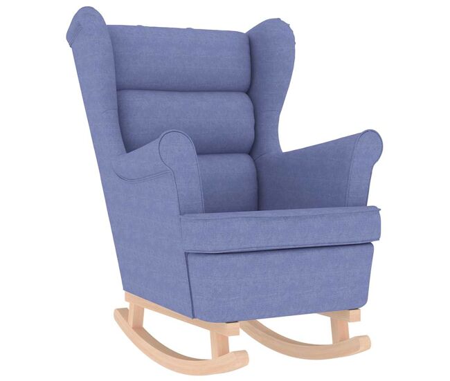 Vidaxl silla mecedora de tela azul vaquero 74x90x102 cm