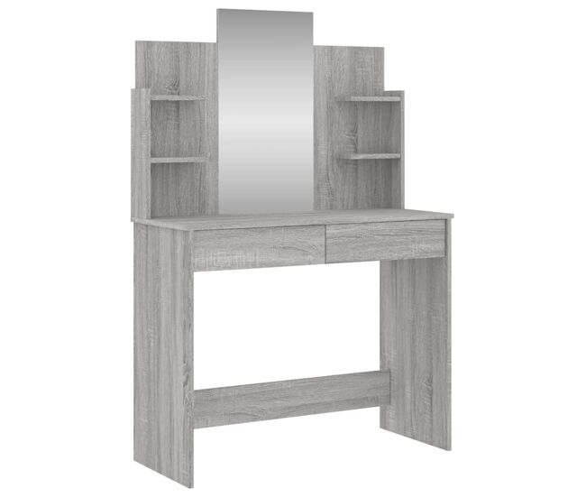 Tocador - tocador de maquillaje - mesa de tocador con espejo color gris sonoma 96x39x142 cm