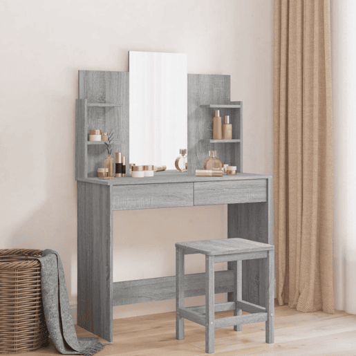 Penteadeira - Toucador com espelho 96x39x142 cm cor cinzento sonoma