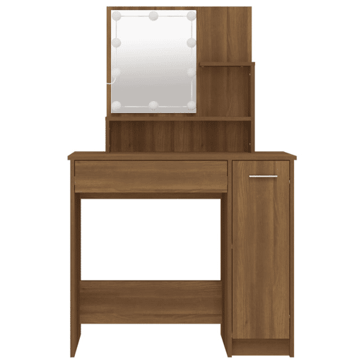 Penteadeira - Toucador com LEDs 86,5x35x136 cm cor carvalho castanho