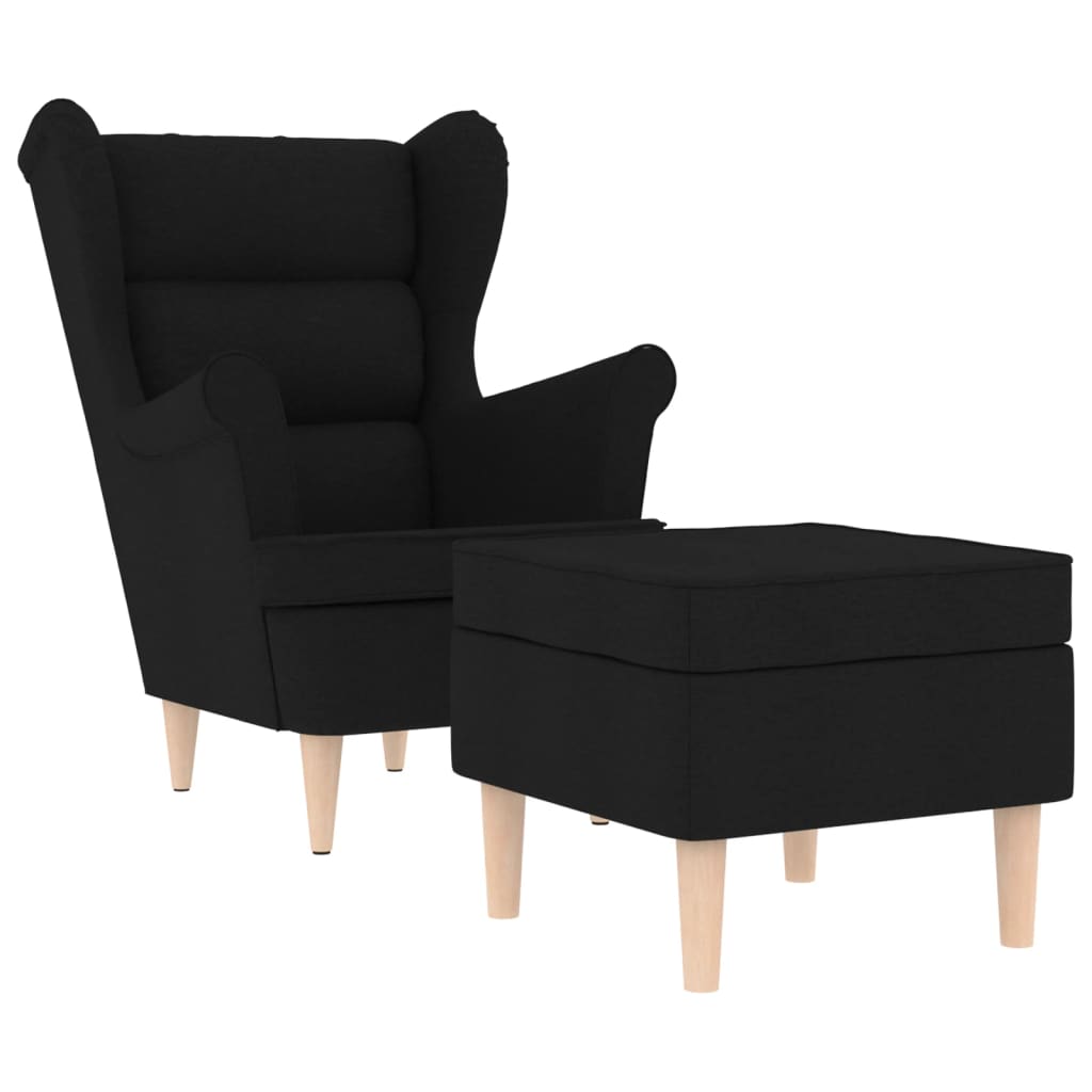 Vidaxl sillón con reposapiés de tela negro