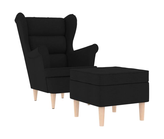 Vidaxl sillón con reposapiés de tela negro