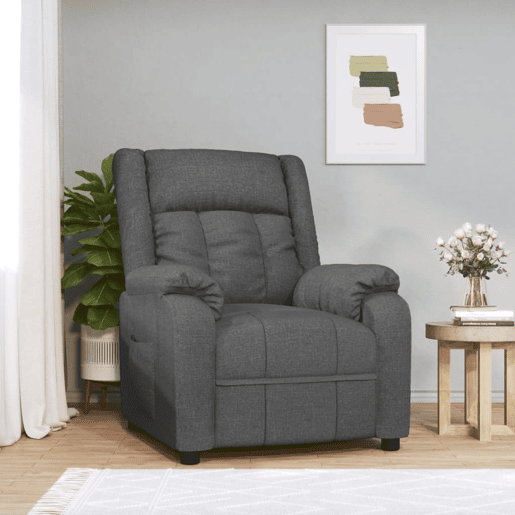 vidaXL Poltrona reclinável tecido cinzento-escuro vidaXL Poltrona reclinável tecido cinzento-escuro