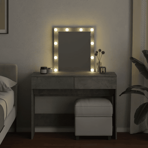 Penteadeira - Toucador com LEDs 100x40x130 cm cinzento cimento