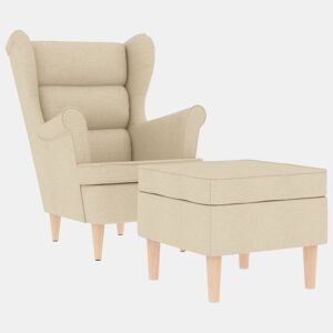vidaXL Poltrona com apoio de pés tecido cor creme