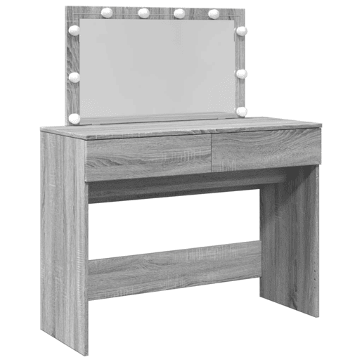 Penteadeira - Toucador com LEDs 100x40x120 cm sonoma cinza