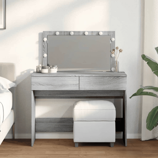 Penteadeira - Toucador com LEDs 100x40x120 cm sonoma cinza