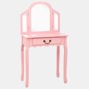 Penteadeira - Toucador c banco 65x36x128 cm MDF e madeira de paulownia rosa