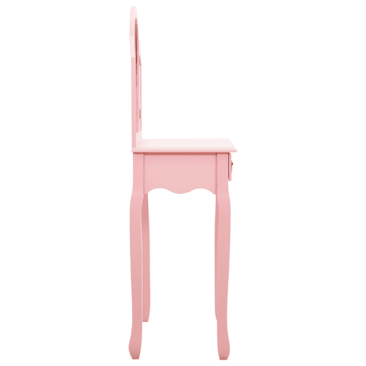 Penteadeira - Toucador c banco 65x36x128 cm MDF e madeira de paulownia rosa