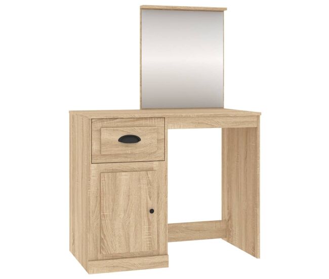 Tocador - tocador de maquillaje - mesa de tocador espejo madera contrachapada roble sonoma 90x50x132,5cm