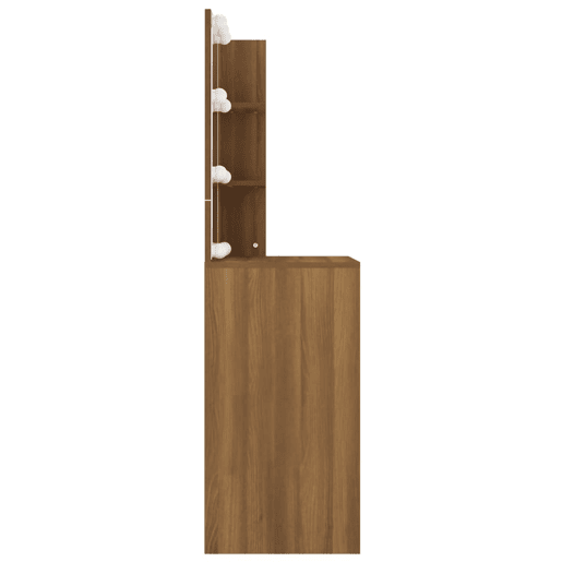 Penteadeira - Toucador com LEDs 60x40x140 cm cor carvalho castanho