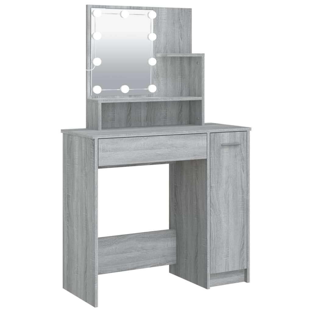 Tocador - tocador de maquillaje - mesa de tocador con led gris sonoma 86,5x35x136 cm