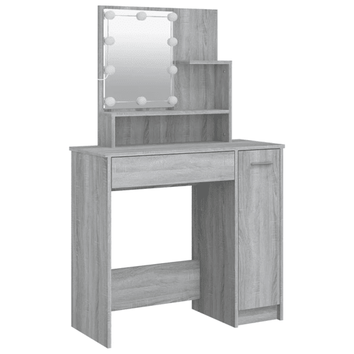 Penteadeira - Toucador com LEDs 86,5x35x136 cm sonoma cinza