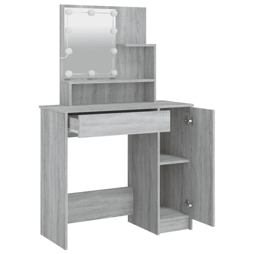 Penteadeira - Toucador com LEDs 86,5x35x136 cm sonoma cinza