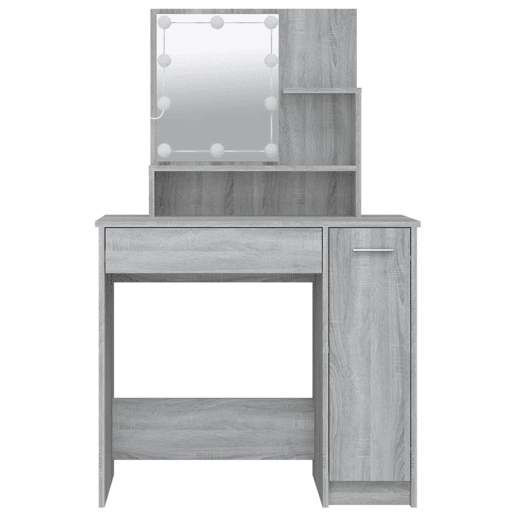 Penteadeira - Toucador com LEDs 86,5x35x136 cm sonoma cinza