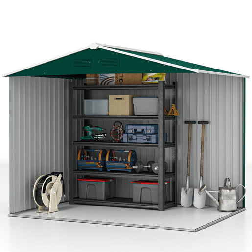 Outsunny Abrigo de Jardim de 3,6 m² 236x174x190 cm Abrigo de Exterior para Armazenamento de Ferramentas com Portas de Correr e 4 Janelas de Ventilação para Pátio Verde