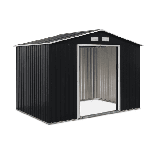 Abrigo de jardim em metal com kit de ancoragem 5,29m², Ferrain, Antracite, 277x194x203 cm