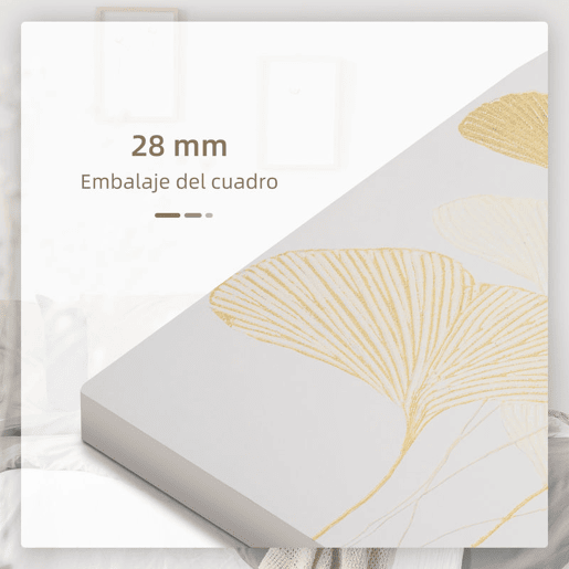 HOMCOM Pintura em Tela Folhas de Ginkgo Biloba 90x60cm Impressão Artística para Decoração de Parede na Sala de Estar Quarto de Escritório