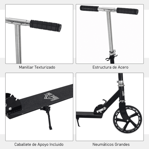 HOMCOM Trotinete Dobrável para Crianças de 7 a 14 Anos Trotinete Infantil com Guiador Ajustável em 4 Níveis e Travão 88x37x75-100cm Preto HOMCOM Trotinete Dobrável para Crianças de 7 a 14 Anos Trotinete Infantil com Guiador Ajustável em 4 Níveis e Travão 88x37x75-100cm Preto