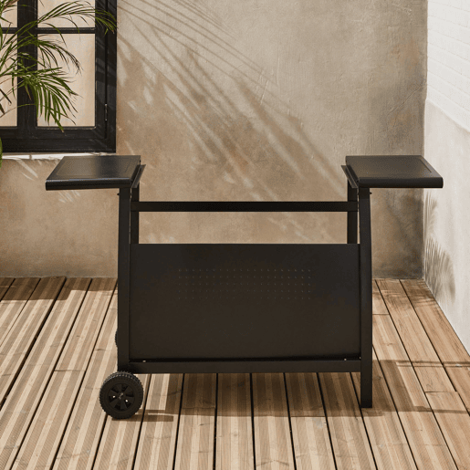 Carrinho grelhador 4 queimadores aço, Desserte pour plancha Porthos 4 brûleurs, Preto, 139x55x80 cm