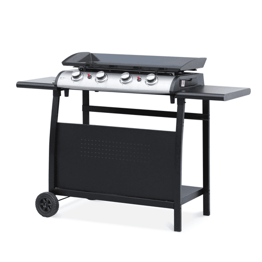 Carrinho grelhador 4 queimadores aço, Desserte pour plancha Porthos 4 brûleurs, Preto, 139x55x80 cm