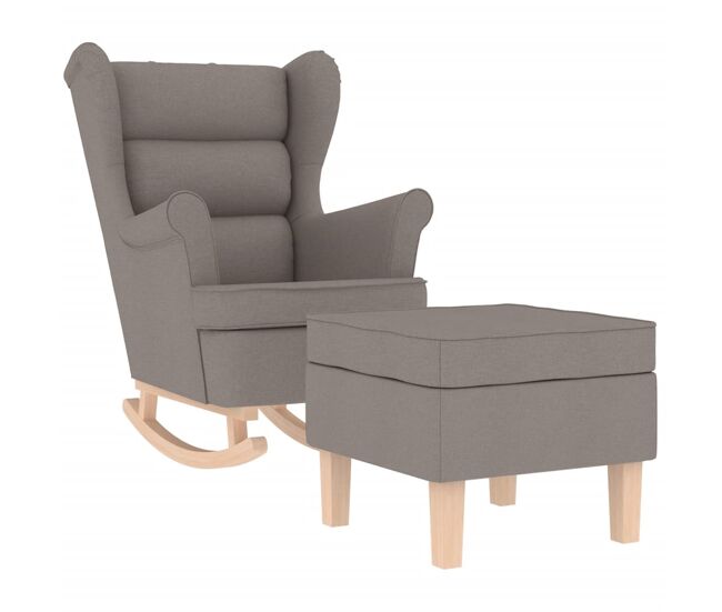 Vidaxl sillón mecedora con taburete tela gris taupe