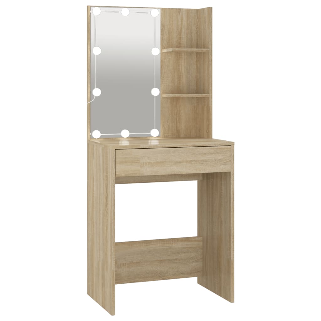 Tocador - tocador de maquillaje - mesa de tocador con led color roble sonoma 60x40x140 cm