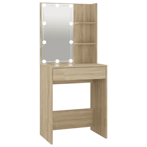Penteadeira - Toucador com LEDs 60x40x140 cm carvalho sonoma
