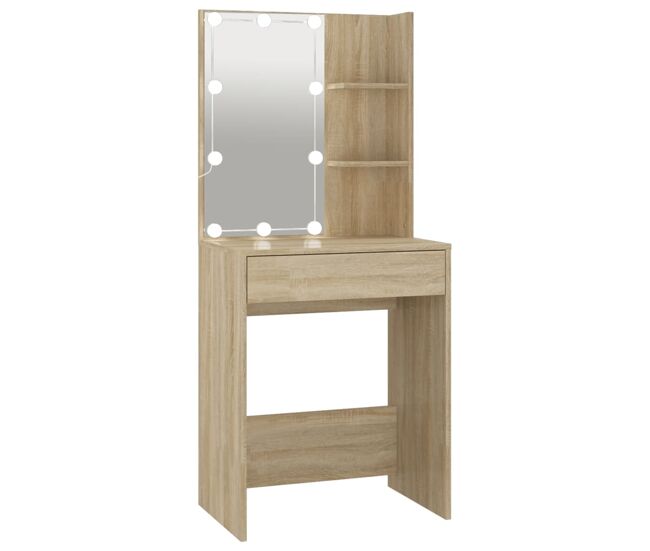 Tocador - tocador de maquillaje - mesa de tocador con led color roble sonoma 60x40x140 cm