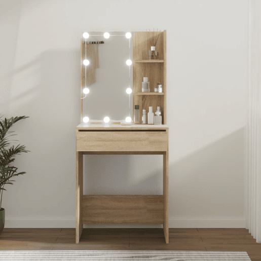 Penteadeira - Toucador com LEDs 60x40x140 cm carvalho sonoma