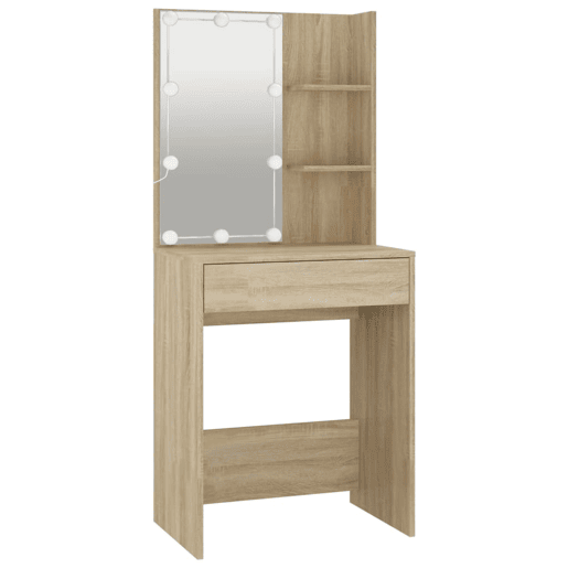 Penteadeira - Toucador com LEDs 60x40x140 cm carvalho sonoma