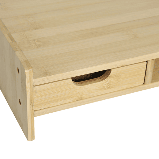 HOMCOM Suporte para Monitor de Bambu Organizador de Escritório para Monitor Portátil 48x25,5x11,5 cm Madeira
