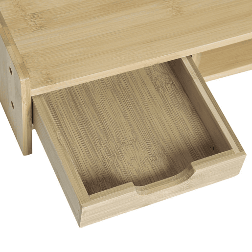 HOMCOM Suporte para Monitor de Bambu Organizador de Escritório para Monitor Portátil 48x25,5x11,5 cm Madeira