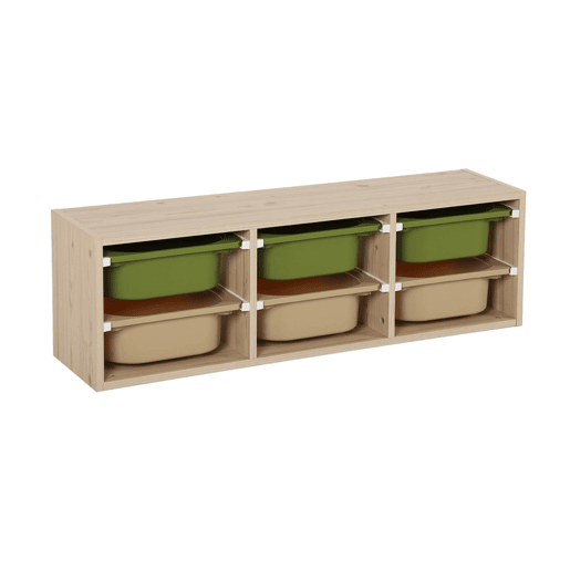Móvel de arrumação para criança 6 recipientes de arrumação, Sora, Verde oliva, 97.5x21x29.4 cm