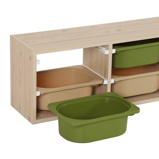 Móvel de arrumação para criança 6 recipientes de arrumação, Sora, Verde oliva, 97.5x21x29.4 cm