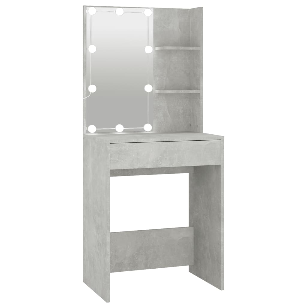 Tocador - tocador de maquillaje - mesa de tocador con led color gris hormigón 60x40x140 cm