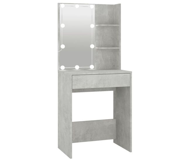 Tocador - tocador de maquillaje - mesa de tocador con led color gris hormigón 60x40x140 cm