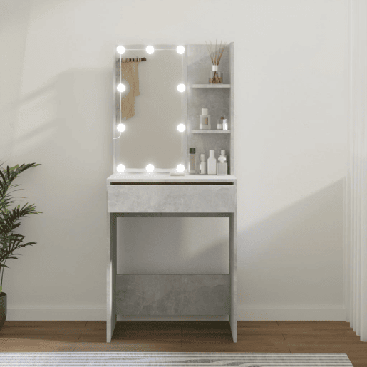 Penteadeira - Toucador com LEDs 60x40x140 cm cinzento cimento