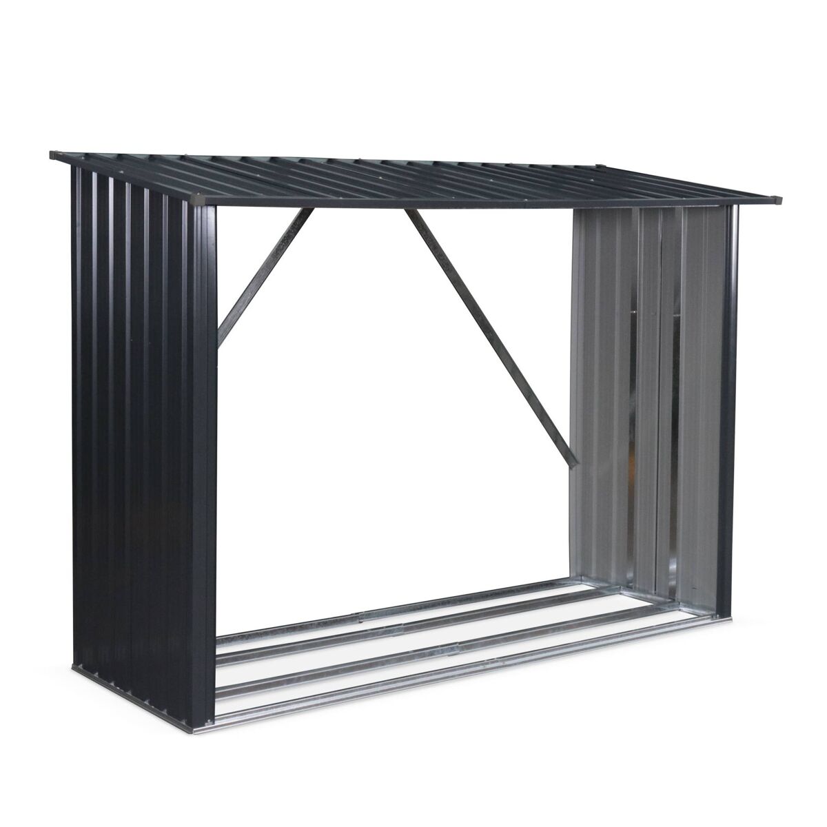 Leñero exterior de acero galvanizado, 80x215x155cm 80