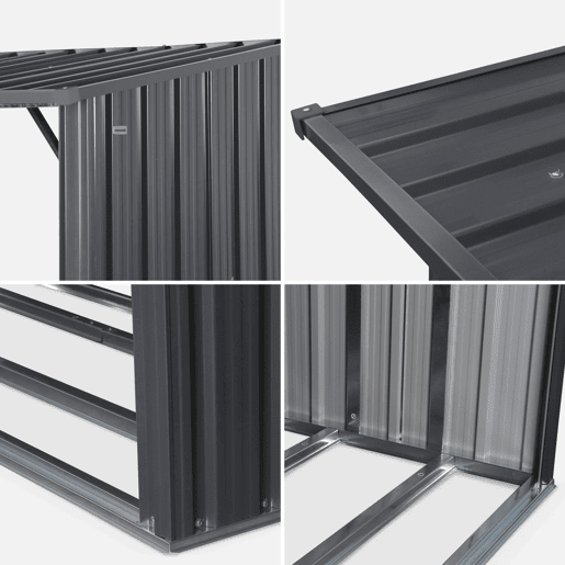 Galpão de jardim 80x215x155cm, aço galvanizado, Epicea, Antracite, 80x215x155 cm