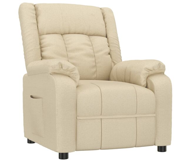 Vidaxl sillón reclinable de tela crema