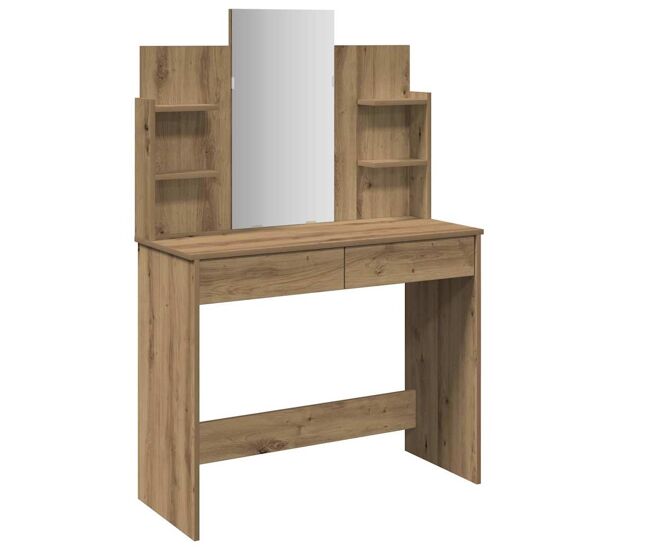 Tocador - tocador de maquillaje - mesa de tocador con espejo roble artisan 96x39x142 cm